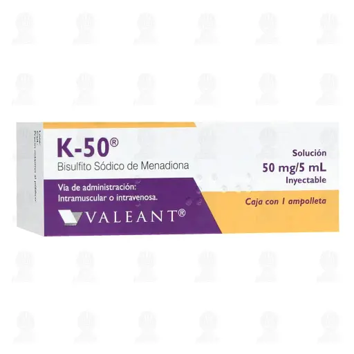 VITAMINA K (BISULFITO SODICO DE MENADIONA) 50MG/5ML INYECTABLE