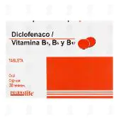 Diclofenaco/Vitamina B1, B6 y B12, 30 Tabletas
