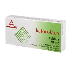 KETOROLACO 30 MG TABLETAS SUBLINGUALES 4 TABLETAS CADA CAJA