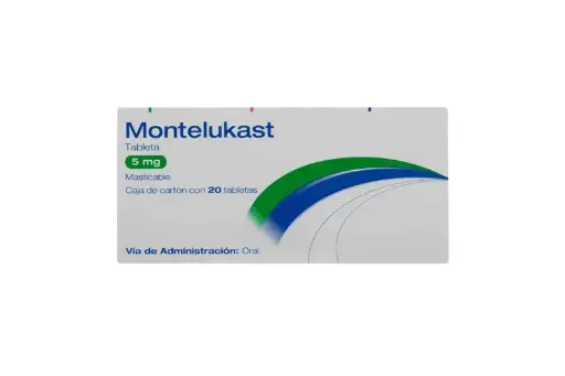 MONTELUKAST 5 MG 20 TABLETAS MASTICABLES POR CADA CAJA